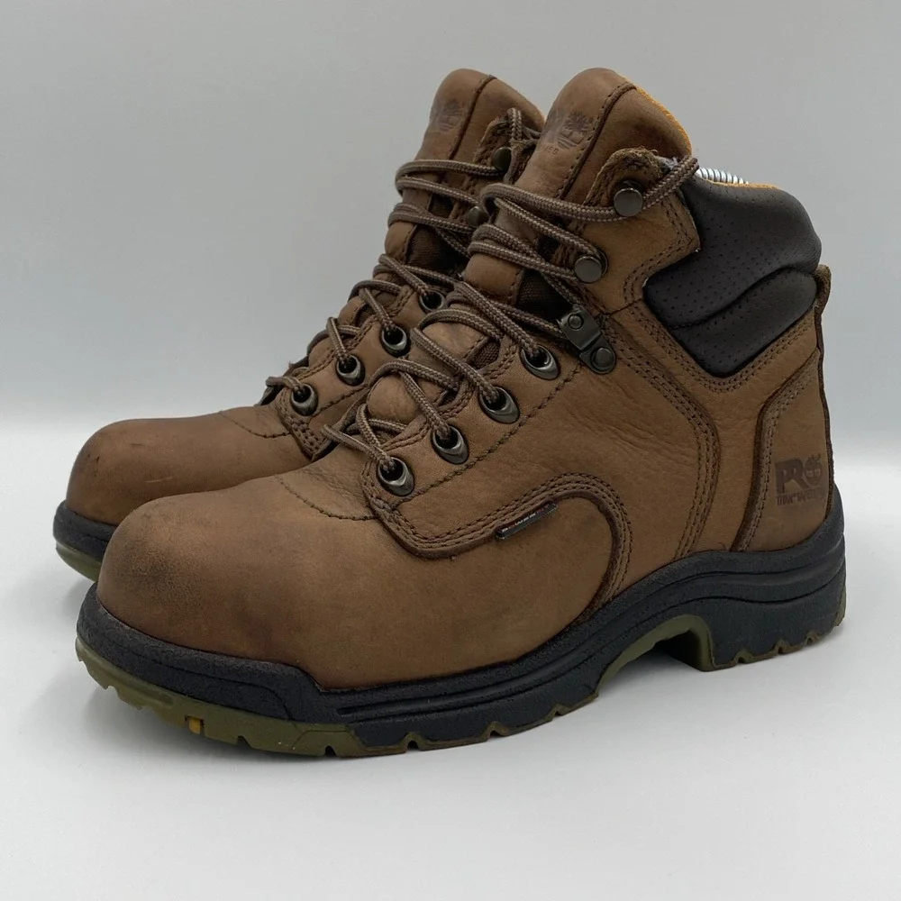 Timberland PRO TiTAN 6" Alloy Toe Work Boots Women's 6 Brown Leather F2413-05